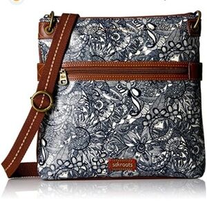 Sakroots NWT Artists Circle Blue Brown Floral Design Crossbody Purse
